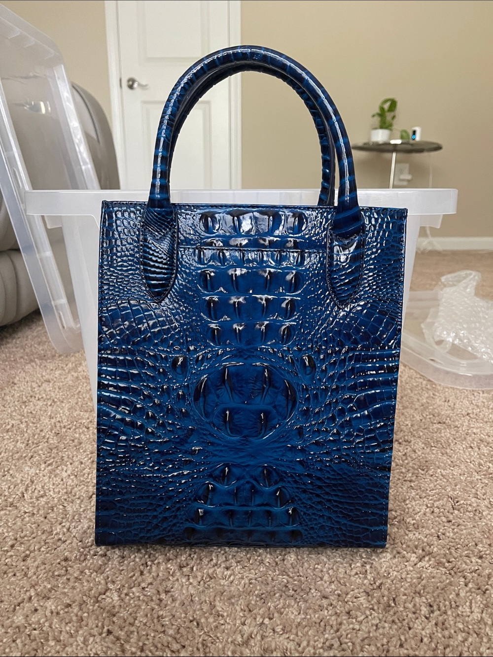 Brahmin Blue Croc-Embossed Satchel - Picture 4 of 8